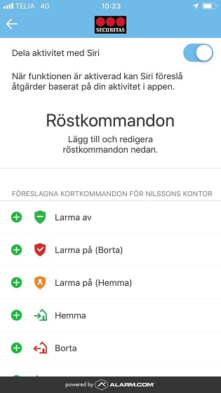 Aktivera Siri i appen